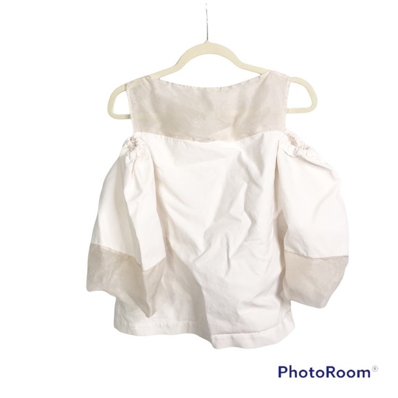 Issa white mixed material cold shoulder quarter sleeve blouse size 4 - Picture 2 of 5